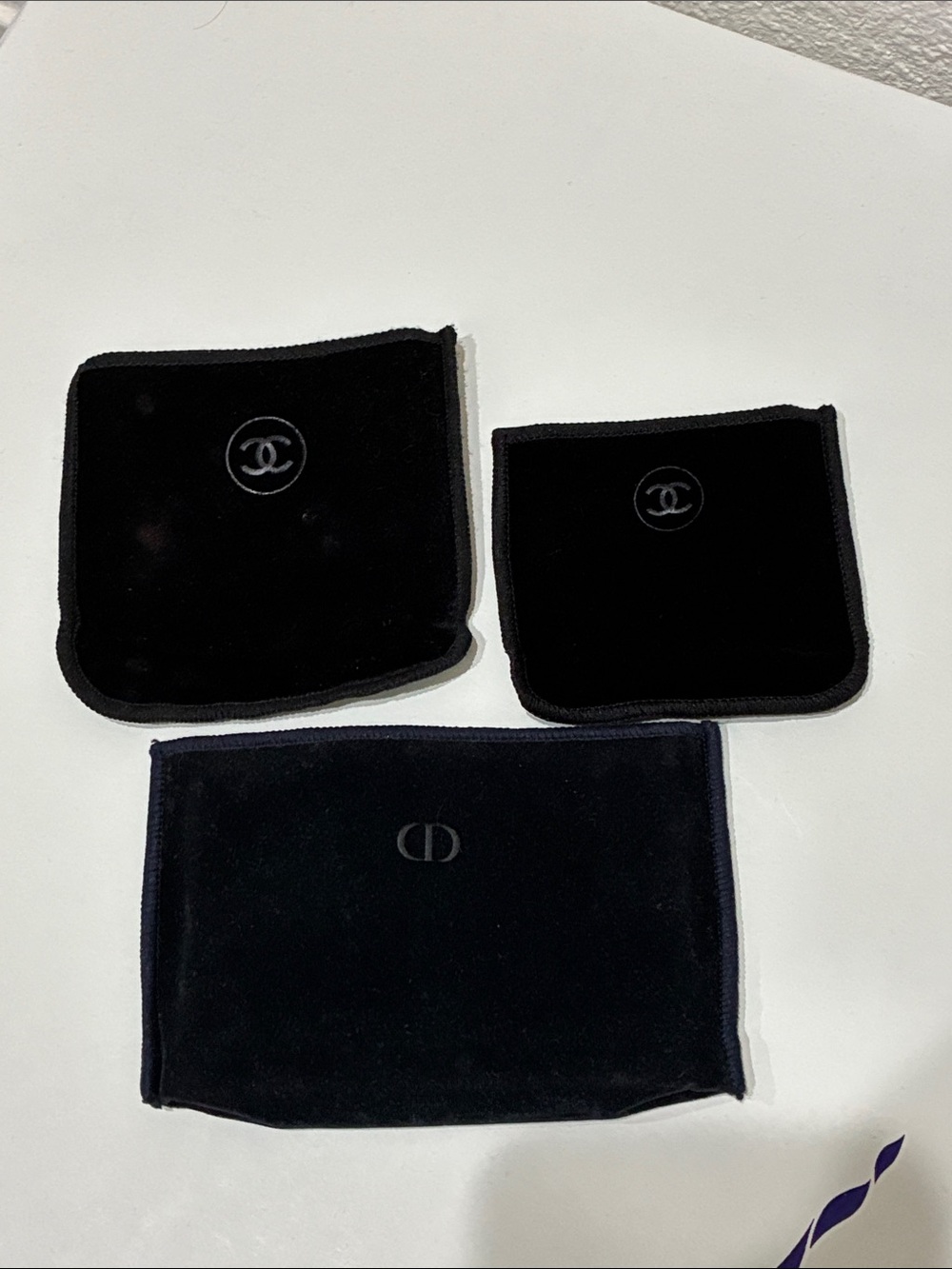 Chanel and Dior Velvet Pouch Set - Black